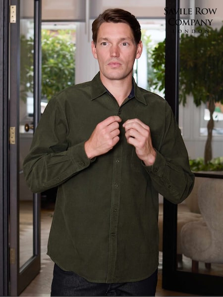 Savile Row Company Classic Fit Cotton Babycord Casual Brown Shirt (W05914) | €73