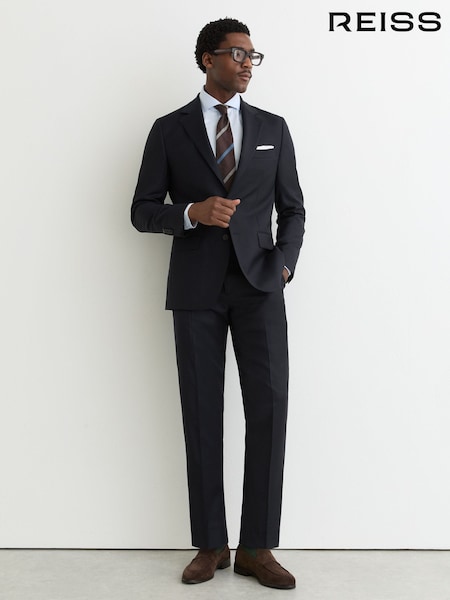 Reiss Navy Entrepreneur Wool Twill Single-Breasted Suit Blazer Classic-Fit (W05970) | AED2,866
