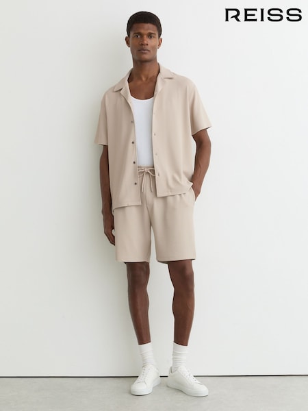 Reiss Stone Tavolla Textured Drawstring Shorts (W05991) | $135