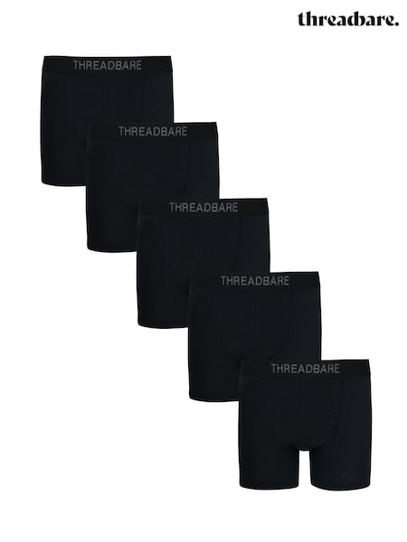 Threadbare Black Hipster Fit Boxer Shorts (5 Pack) (W06037) | AED159