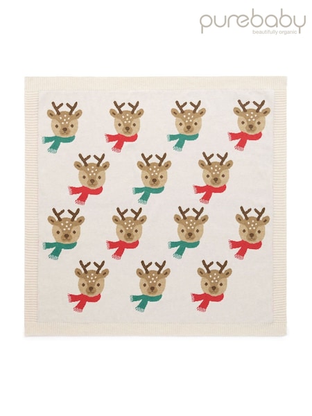 Purebaby Natural Christmas Jacquard Blanket (W06145) | €59