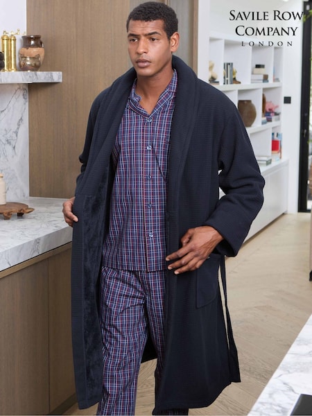 Savile Row Company Blue Lightweight Soft Waffle Fleece Dressing Gown (W06183) | €66