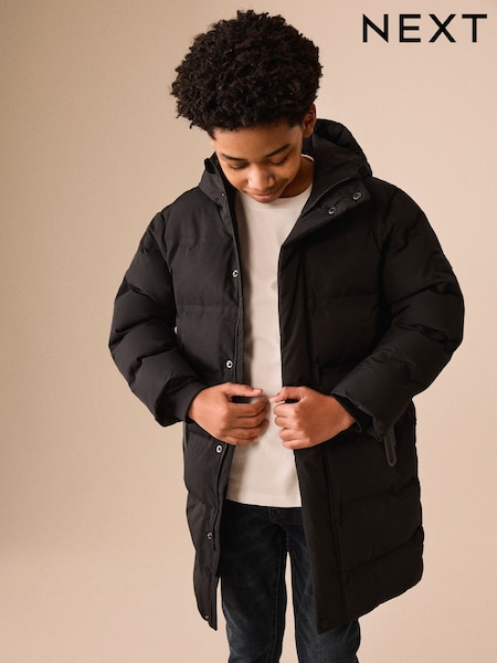Melns - Waterproof Padded Long Line Coat (3-16yrs)
