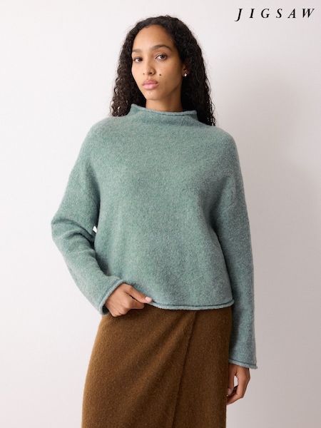 Jigsaw Blue Fleecy Knit Crop Jumper (W06285) | €140