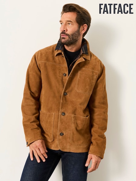 Light Brown - Regular Fatface Suede Worker Jacket