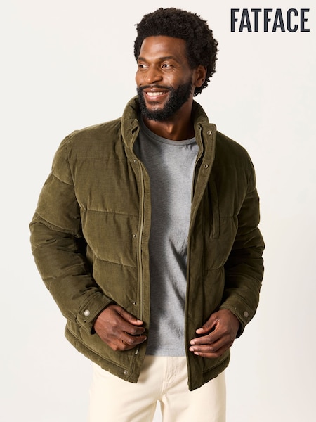 Khaki Green - Regular Fatface Cord Padded Jacket