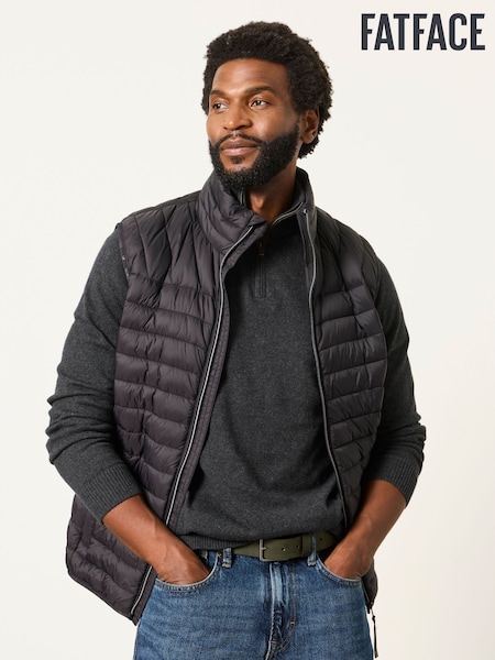 Black - Regular Fatface Lightweight Quilted Gilet