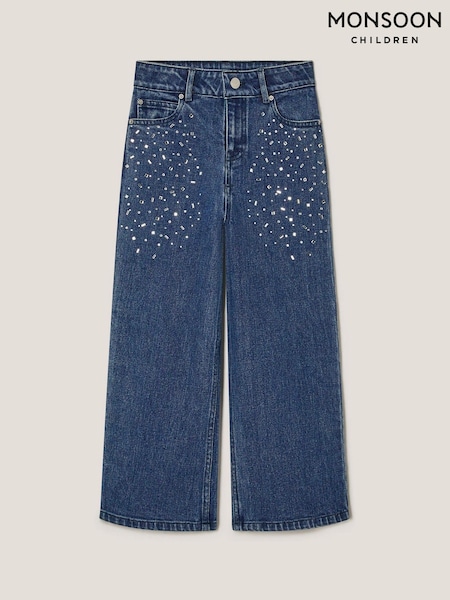 Monsoon Blue Heat Seal Jewel Wide Leg Jeans (W06643) | €37 - €43