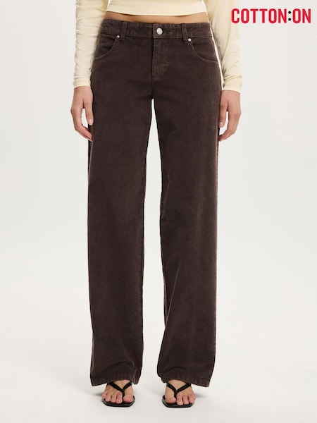 Cotton On Brown Low Rise Straight Cord Trousers (W06648) | €53