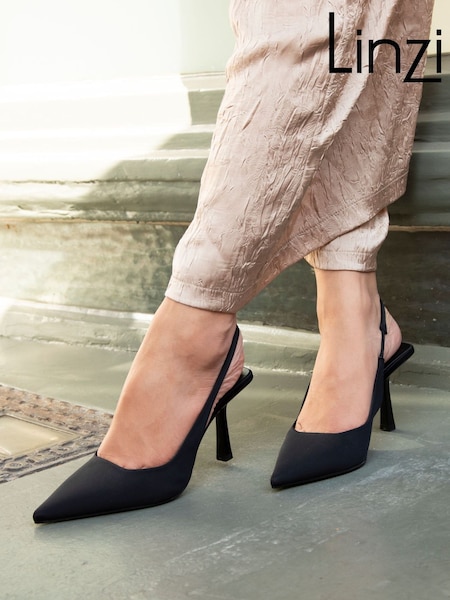 Linzi Black Fling Slingback Court Style Heel Shoes (W06704) | €45