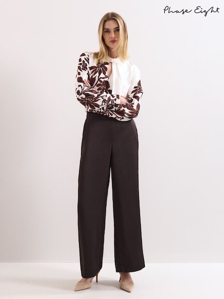 Phase Eight Brown Beccy Satin Trousers (W06717) | AED577