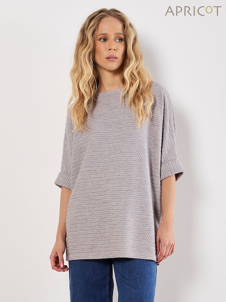 Apricot Grey Cable Soft Touch Batwing Top (W06881) | €44