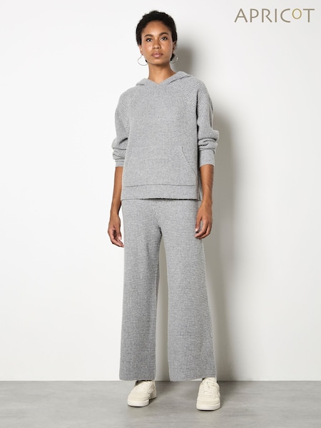 Apricot Grey Waffle Knitted Hoodie (W06887) | €51