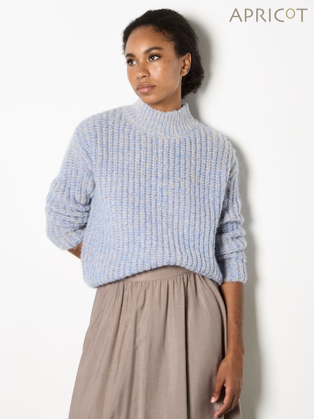Apricot Blue Fisherman Knit Mix Yarn Jumper (W06900) | €53