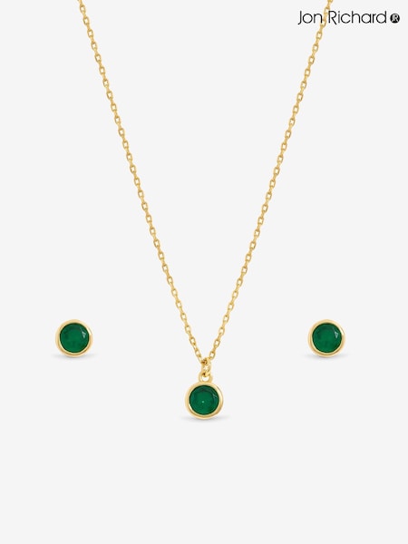 Jon Richard 14Ct Real Gold Plated Birthstone Bezel Set - May (W06990) | €32