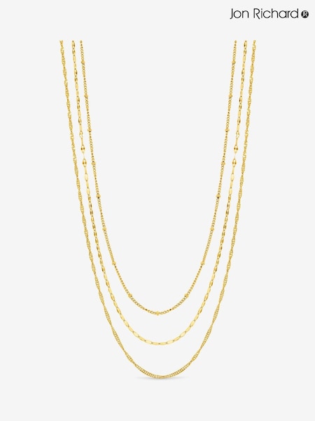 Jon Richard Gold Plated Waterproof Multirow Necklace - Pack of 3 (W06999) | €40