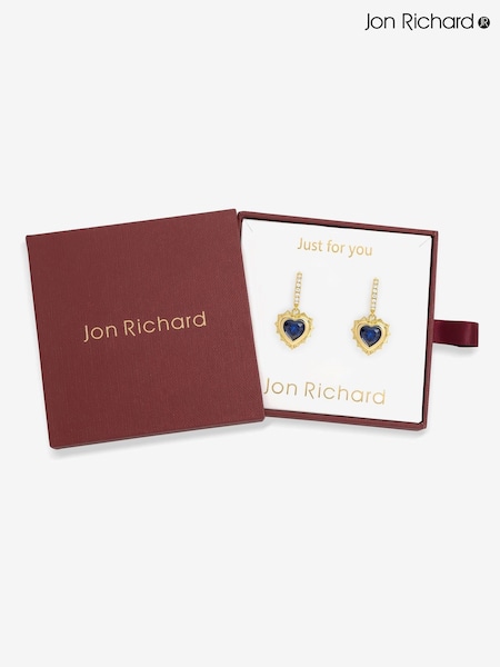 Jon Richard Gold 14Ct Real Plated Heart Birthstone Huggie Earrings - September (W07016) | €33