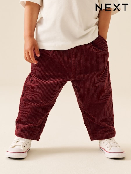 Rosso bordeaux - Pantaloni in velluto a coste testurizzato (3mesi-7anni)