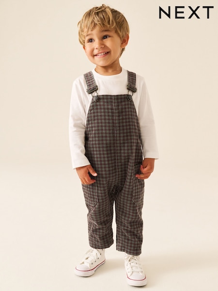 Red/Green Gingham - Corduroy Dungarees (3mths-7yrs)