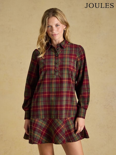 Red Check - Joules Louise Cord Dress