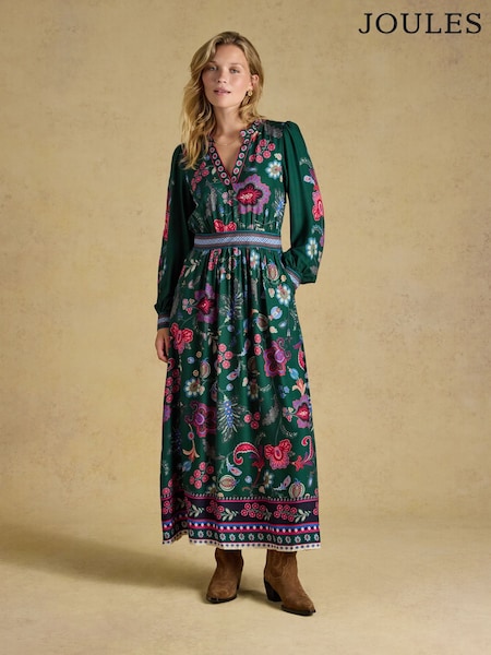 Green - Joules Cressida Placement Maxi Dress