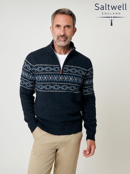 Saltwell Fairisle Knitted Quarter Zip Jumper (W07692) | AED204