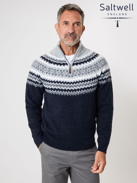 Saltwell Fairisle Knitted Quarter Zip Jumper (W07693) | €52
