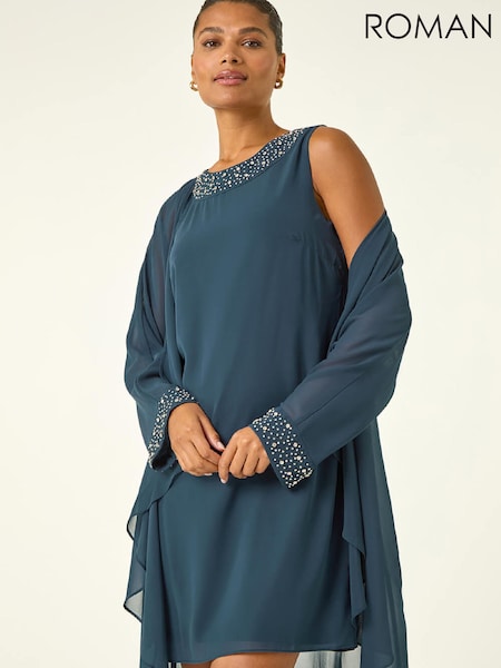Roman Green Sparkle Shift Dress Set (W07707) | €115