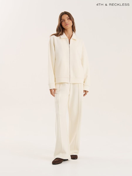 4th & Reckless Cream Wide Leg seam Detail Valerie Joggers (W07742) | €53