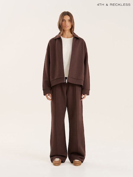 4th & Reckless Brown Wide Leg Seam Detail Valerie Joggers (W07753) | €53