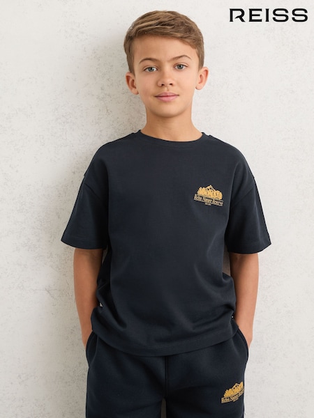 Reiss Navy Dalby Cotton Nature Reserve Logo T-Shirt (W08100) | OMR15