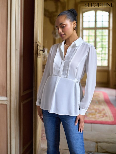 Seraphine Ivory Maternity & Nursing D Ring Detail Shirt (W08481) | €62.50