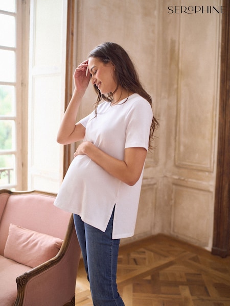 Seraphine White Maternity Short Sleeve T-Shirt (W08599) | €41.50