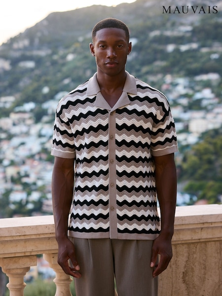 MAUVAIS Brown Aruba Textured Relaxed Fit Knitted Shirt (W08613) | €91