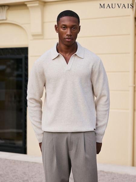 MAUVAIS Natural Dolce Relaxed Fit Long Sleeve Revere Jumper (W08614) | €87