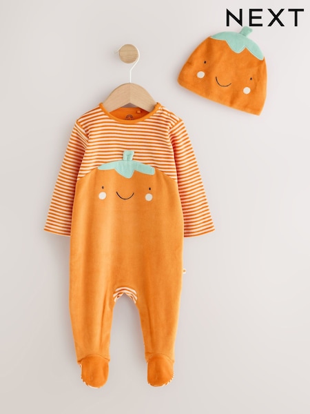 Πορτοκαλί κολοκύθα - Halloween Sleepsuit And Hat Set 2 Piece (0mths-2yrs)