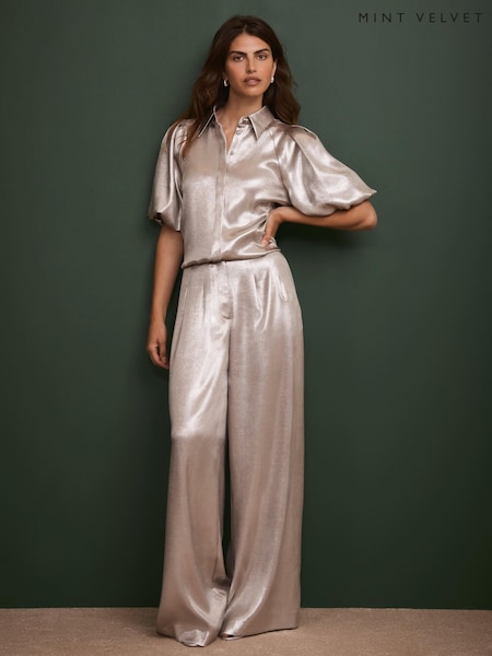 Mint Velvet Metallic Wide Leg Trousers (W08660) | 198 €