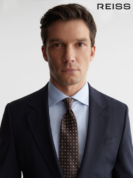 Reiss Chocolate Brown Salvatore Linen-Silk Blend Micro-Square Tie (W08799) | $120