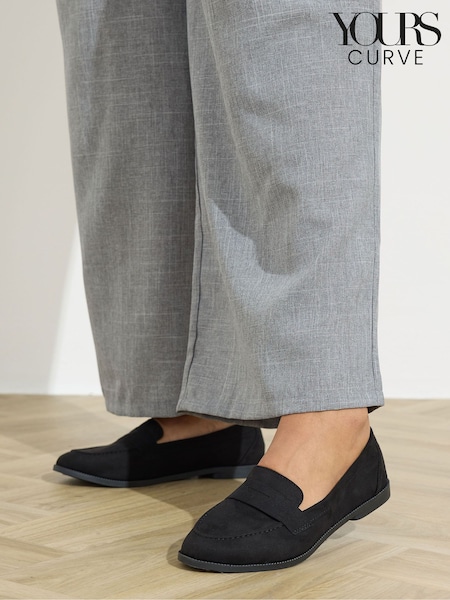 Yours Curve Black Wide Fit Micro Suede Loafers (W10013) | €52