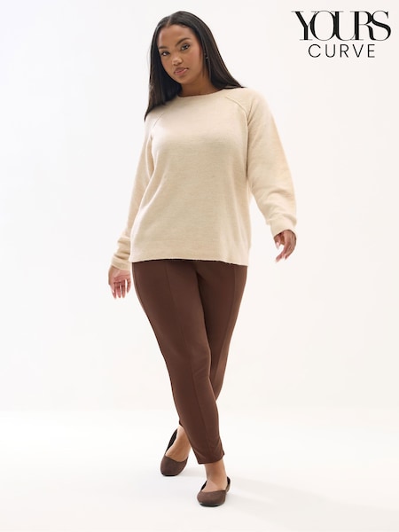 Yours Curve Brown Scuba Tapered Trousers (W10025) | €31