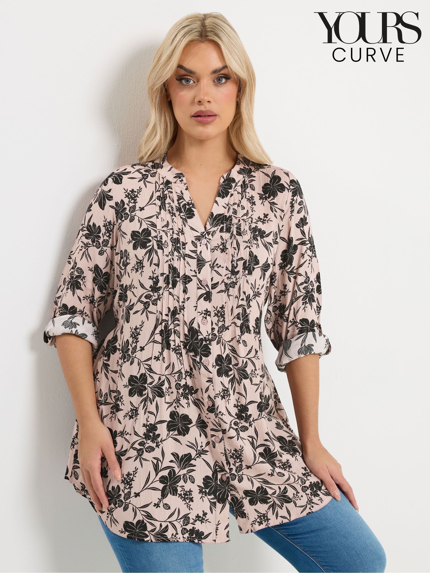 Natural Single Print Long Sleeve Long Line Tops | Next Qatar