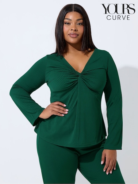 Yours Curve Blue Limited Knot Ribbed Top (W10044) | €47