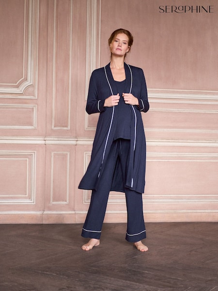 Seraphine Navy & White Maternity & Nursing Nightwear Set (W10239) | €126.50