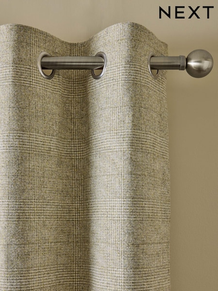 Brushed Check Eyelet Lined Curtains