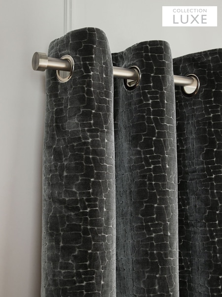 Collection Luxe Heavyweight Velvet Blocks Eyelet Lined Curtains