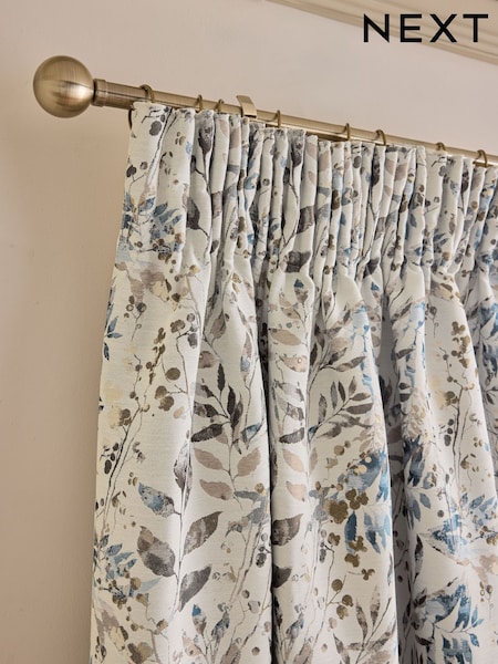 Honesty Leaf Jacquard Pencil Pleat Lined Curtains