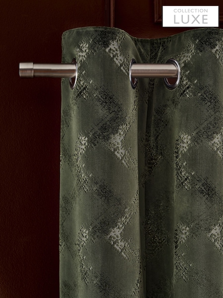 Collection Luxe Heavyweight Velvet Chevron Eyelet Lined Curtains