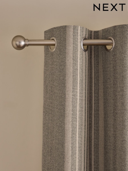 Brushed Woven Stripe Eyelet Lined Curtains