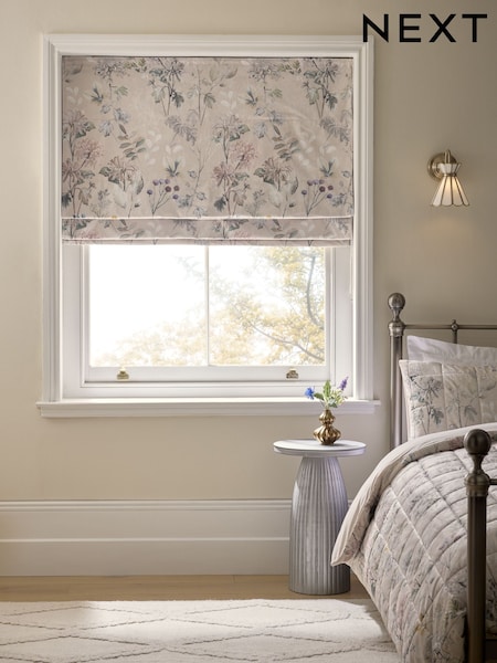 Ready Made Blackout/thermal Velvet Floral Print Roman Blind