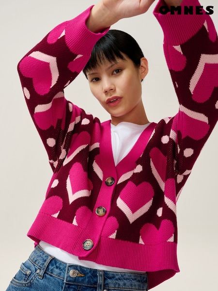 Omnes Pink Heather Heart Cardigan (W10663) | €92